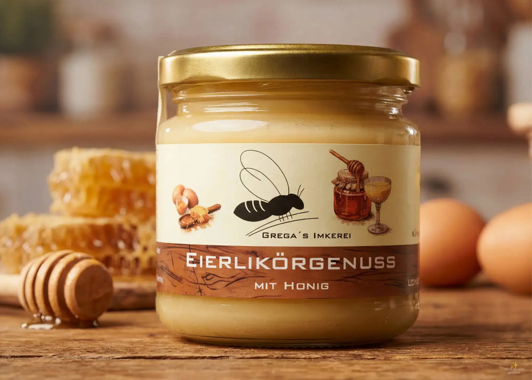 Eierlikör mit Honig im Glas direkt vom Imker