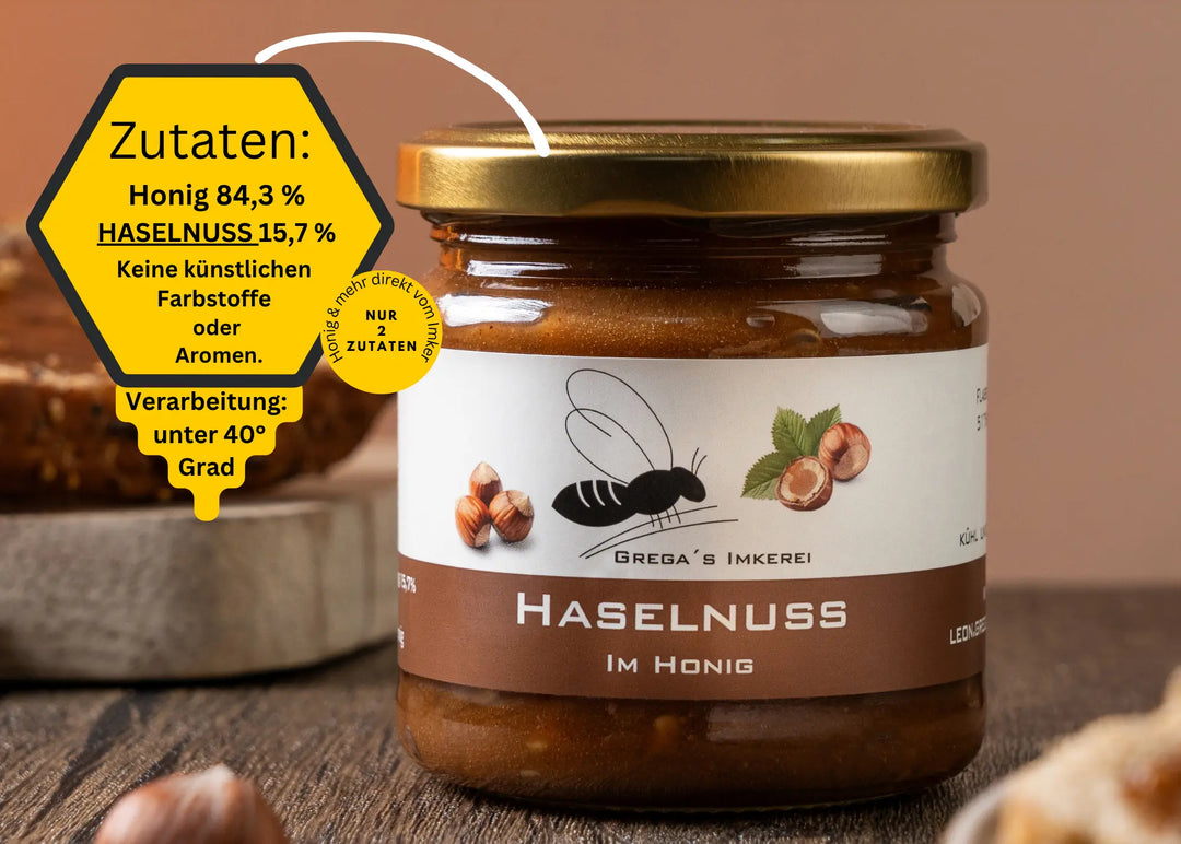 Haselnusscrem mit Honig direkt vom Imker Nusshonige