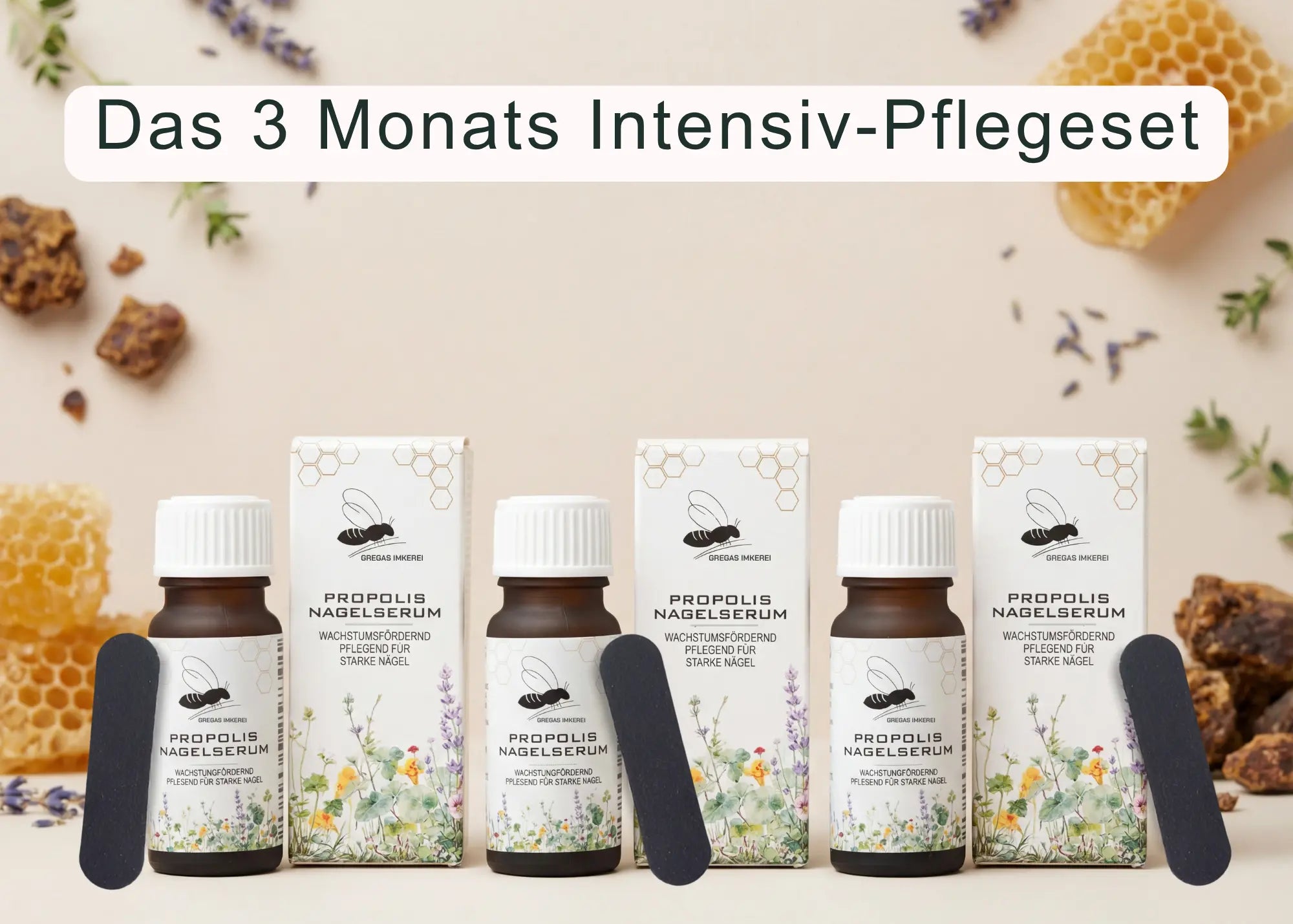 3er Sparpaket Propolis Nagelserum mit Nagelfeile