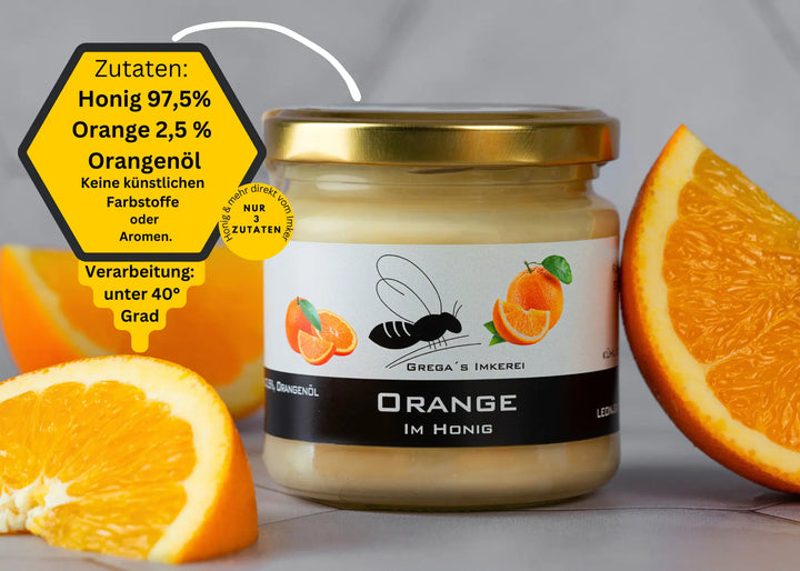 Zutaten vom Orange mit Honig vom Imker