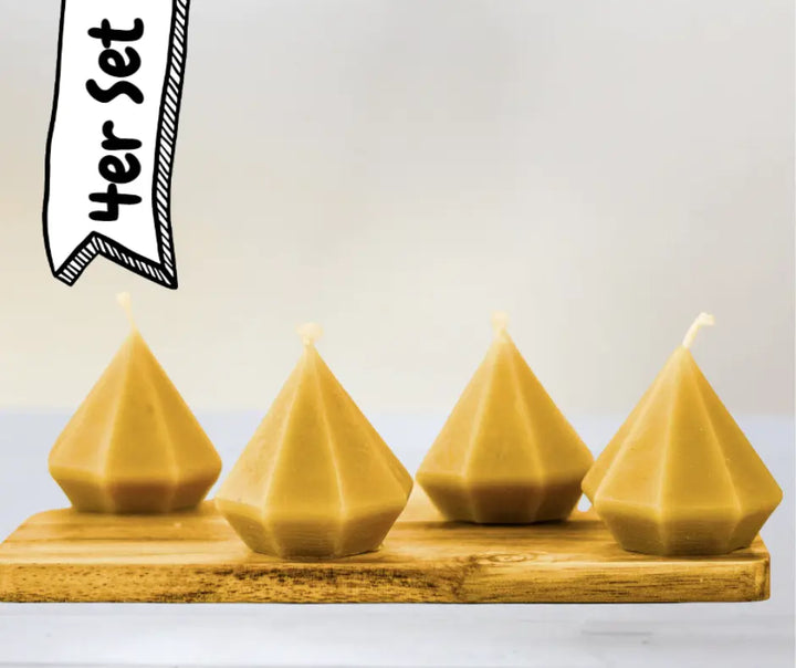 4er Set Xmas Diamanten Mini Bienenwachskerzen von Grega´s Imkerei